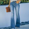 deacd27a-4b2b-4f81-a481-35d15cbee5d8.jpg High Waist Bell Bottom Jeans Trendy Wear Washed Out Street Style Women's Denim Pants
