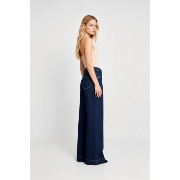 High-street Patchwork-striped Minimalist Chic Solid-color Relaxed-fit Wide-leg Straight-leg Pants
