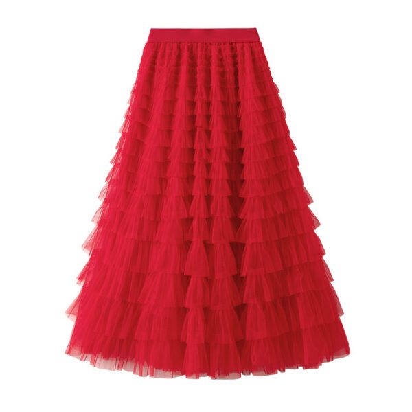e0eb3901-7be8-47e2-b38a-5e141255f9e1.jpg Cake Skirt Women's White Gauze Skirt Pleated Skirt