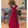 e393b81a-0b05-4c3d-bf34-c185565c9fa4.jpg Winter Wine Red Engagement Daily French Princess On The Run Satin Dress