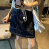 Double-pocket Figure-flattering A-line Denim Mini Skirt