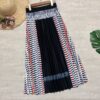 e4bd5fff-d90b-4c91-b917-c9e409808ffe.jpg New Women's Skirts Stitching Pleated Skirt Bohemian Plaid A-line Skirt