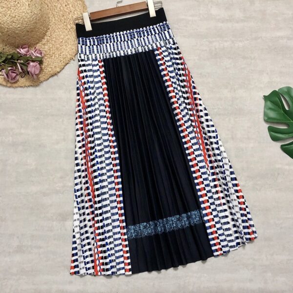 e4bd5fff-d90b-4c91-b917-c9e409808ffe.jpg New Women's Skirts Stitching Pleated Skirt Bohemian Plaid A-line Skirt