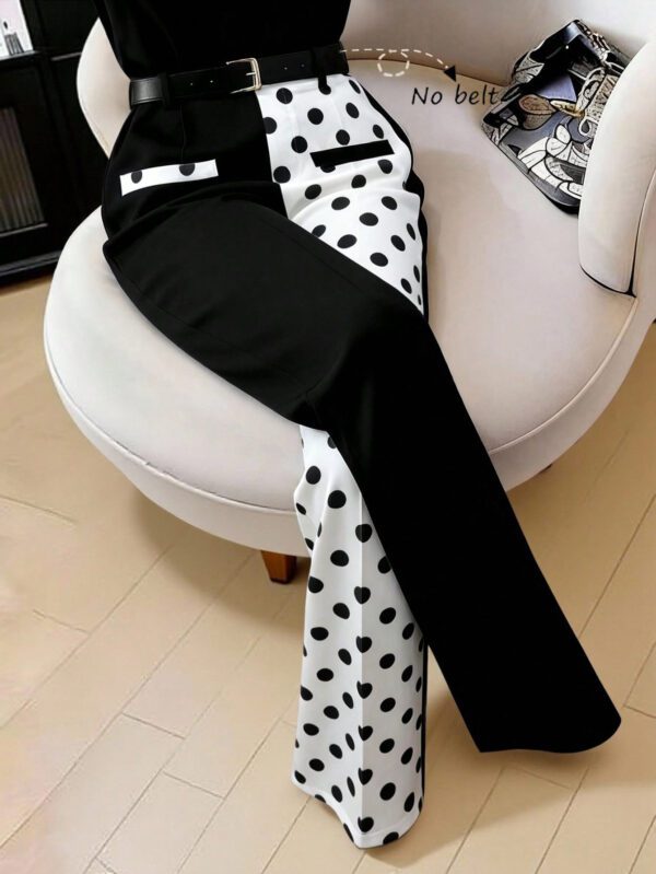 European And American-style French Chic Color-block Polka-dot Patchwork Trousers
