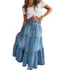 e5348c9f-830e-4b94-b016-4e65071e973e.jpg Bohemian A- Line Layered Cake Denim Skirt