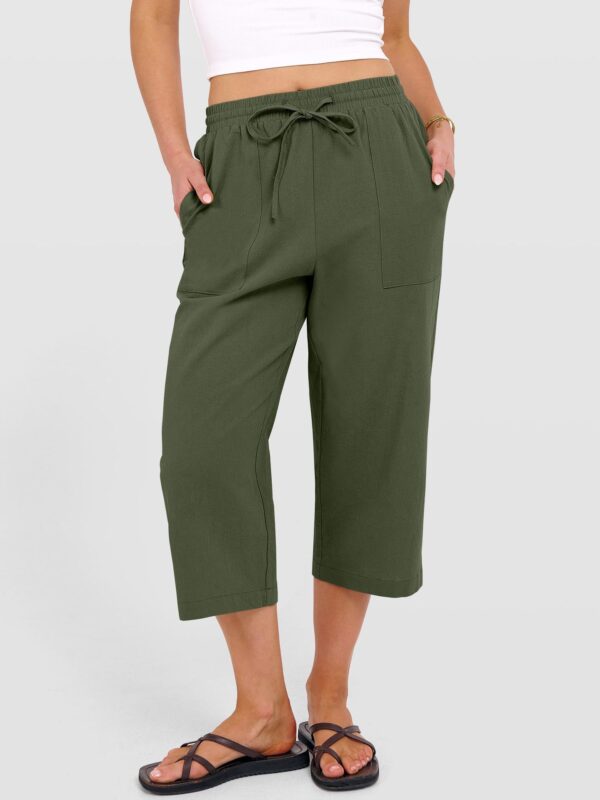 Wish Spring And Autumn European And American Women's Fashion Solid Color Cotton Linen Loose Drawstring Wide-Leg Casual Pants For Women
