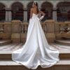 European And American-style Deep V-neck Strap Satin Light Wedding Dress