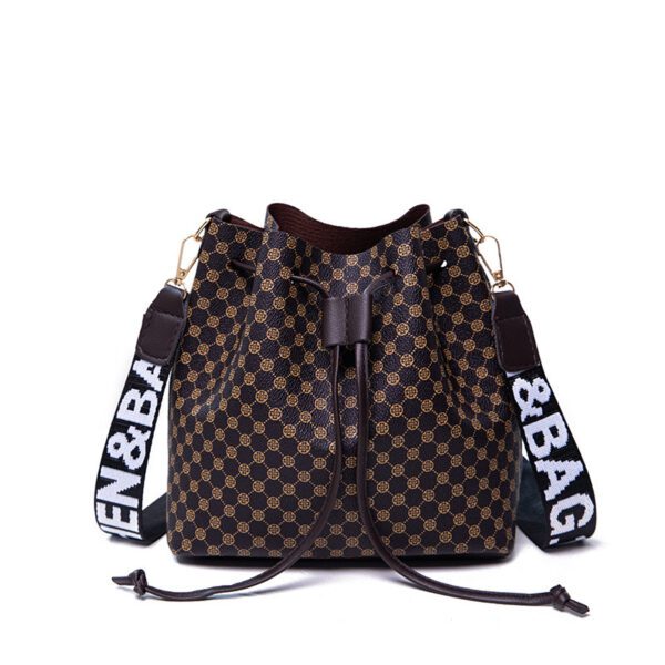 Printed Bucket Bag PU Multi Layer Soft Leather Women's Fashion Simple Shoulder Bag Fashion Women's Crossbody Bag