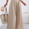 2025 European And American Cross-Border Amazon Autumn Women's New Pocket High-Waisted Fashion Versatile Wide-Leg Pants Long Pants Commuting