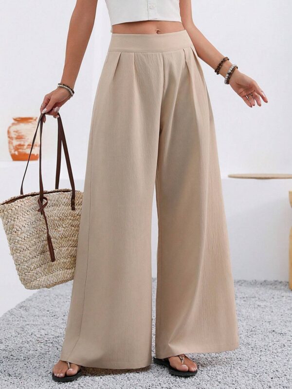 2025 European And American Cross-Border Amazon Autumn Women's New Pocket High-Waisted Fashion Versatile Wide-Leg Pants Long Pants Commuting