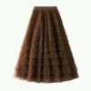eb0b6040-62e5-4684-8ee0-a65f07541285.jpg A-Line Mesh Ruffle Skirt Women's Temperament Sweet Long Skirt Slim Cupcake Dress Womens Clothing
