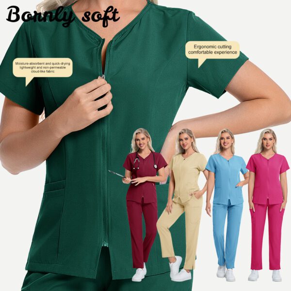eb236508-f977-4a6f-b27a-8b7d25ab4768.jpg New Solid-color Straight-leg Work Uniform Pants With Zipper For Doctors And Nurses Surgical Scrubs