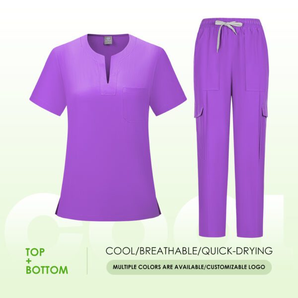 ec7d9682-4b09-448e-8cc5-1bdb465bc60a.jpg V-neck Two-piece Medical Work Uniform