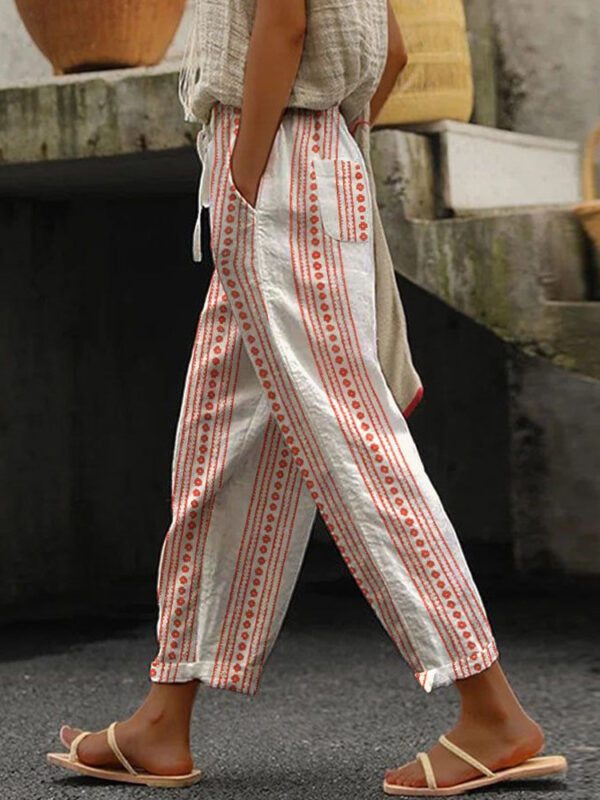 2026  New Women's Clothing Regular Drawstring Flap Pocket Pants Casual Pants Multi-Color Digital Printing Women's Pants