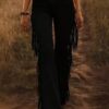 European And American Cross-border Independent Station Amazon Explosions Women's Retro Tassel Faux Suede Micro Horn Casual Pants