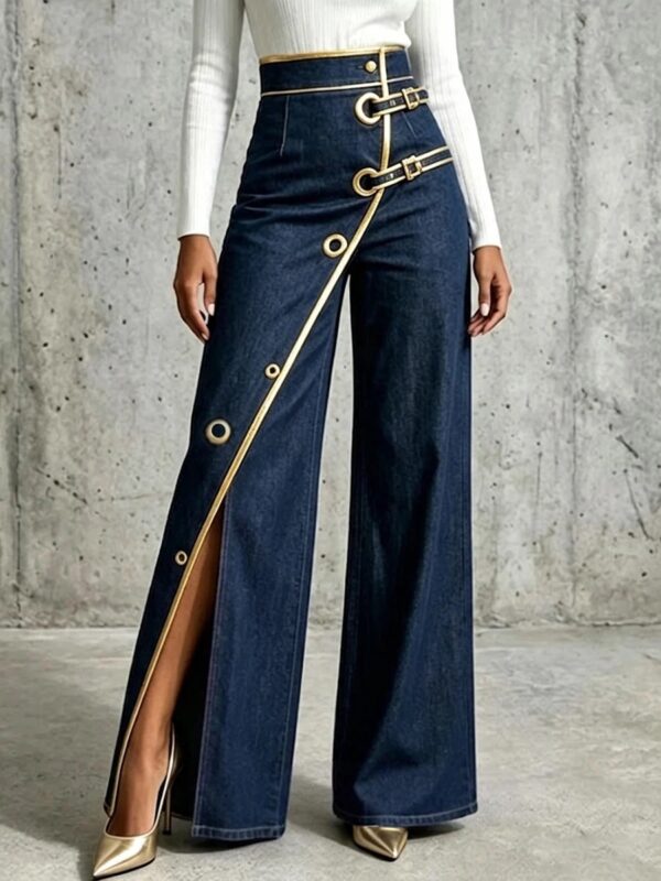 Women's New Irregular Straight-Leg Denim Trousers