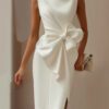 2026 European And American Women's Bow Decoration Solid Color Sleeveless Dress Jumpsuit Short Skirt