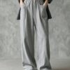 European And American Cross-Border Amazon Independent Site New Women's Solid Color Wide-Leg High-Waisted Loose Drawstring Casual Pants