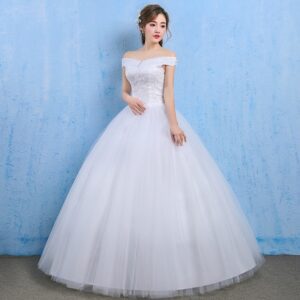 f3305478-9382-4a57-98e2-b592c8c8600e.jpg Wedding dress new bride married Korean style Qi thin one word shoulder wedding tail shoulder spring and summer models