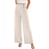 2026 Amazon Cotton And Linen Loose Casual Pants With Pockets, Solid Color Trendy Casual Pants, Linen Wide-Leg Pants For Women, Summer
