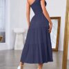 New Summer Fashion Women's One-shoulder Pleated Layered Hem Split Dress