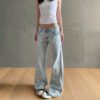 Womens Jeans Non-slim Fit Straight-leg Flared Wide-leg