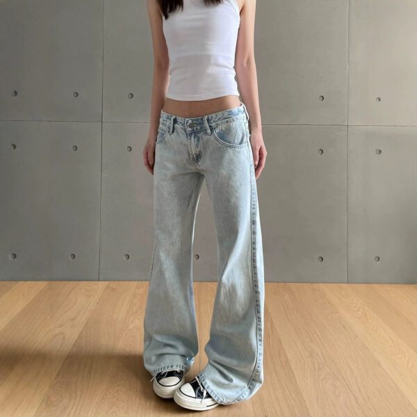 Womens Jeans Non-slim Fit Straight-leg Flared Wide-leg