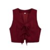 Bow-tie Lace-up Vest Top High-waisted Wide-leg Trousers