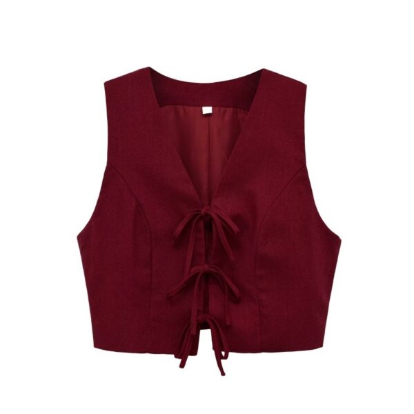 Bow-tie Lace-up Vest Top High-waisted Wide-leg Trousers