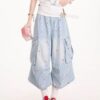 Love-Heart Print Designer-Style Cropped Denim Jeans For Women Summer