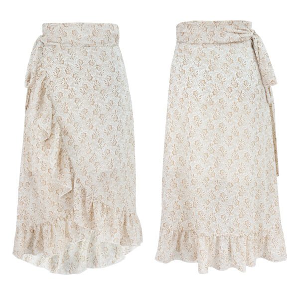 f9f61788-f601-47e4-a9ab-a3b8fd83537d.jpg Woman Skirts High Waist Fashion Long Black Knotted Tied Wrap Floral Ruffle Chiffon A-Line Split Skirt Spring Summer Clothes