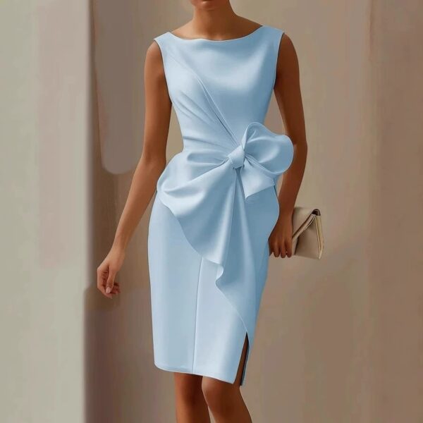 2026 European And American Women's Bow Decoration Solid Color Sleeveless Dress Jumpsuit Short Skirt