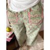 Color-Block Plant-Print Pajama Pants For Women