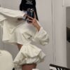 Womens Spring White Short Low-rise A-line Lace Skirt