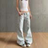 Womens Jeans Non-slim Fit Straight-leg Flared Wide-leg
