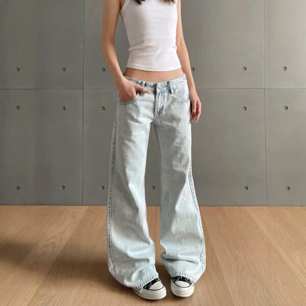 Womens Jeans Non-slim Fit Straight-leg Flared Wide-leg