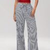 Casual Fashion Striped Straight-leg Pants Elastic High-waisted Trousers