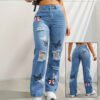 fc6c1722-989b-4f2b-a35f-7a742978d279.jpg High Waisted Straight Leg Jeans For Women Trendy Butterfly Print Ripped Distressed Denim Pants