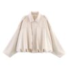 Amazon European And American Women's Clothing 2025 Spring And Autumn Suede Texture Lapel Zipper Button Pilot Jacket