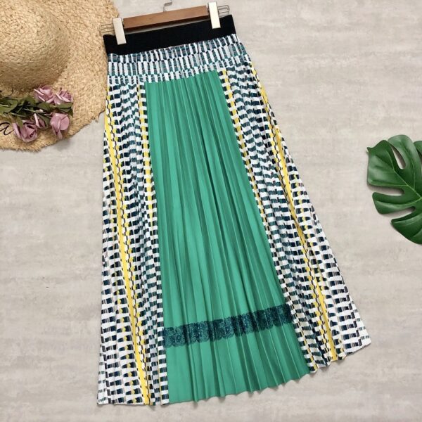 fe1f58cc-9873-47a9-b5ba-5df7484df748.jpg New Women's Skirts Stitching Pleated Skirt Bohemian Plaid A-line Skirt